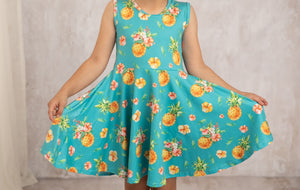 Twirl Dress - Pineapple Poly/Spandex