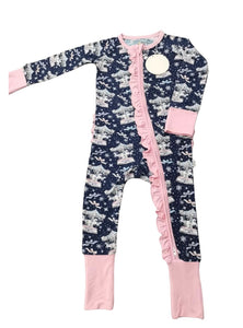 One Piece Zip Up  - Winter Carousel Bamboo